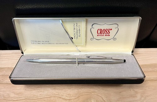 Vintage CROSS Century Sterling Silver 1980 Ballpoint Pen Blue Ink - Engraved