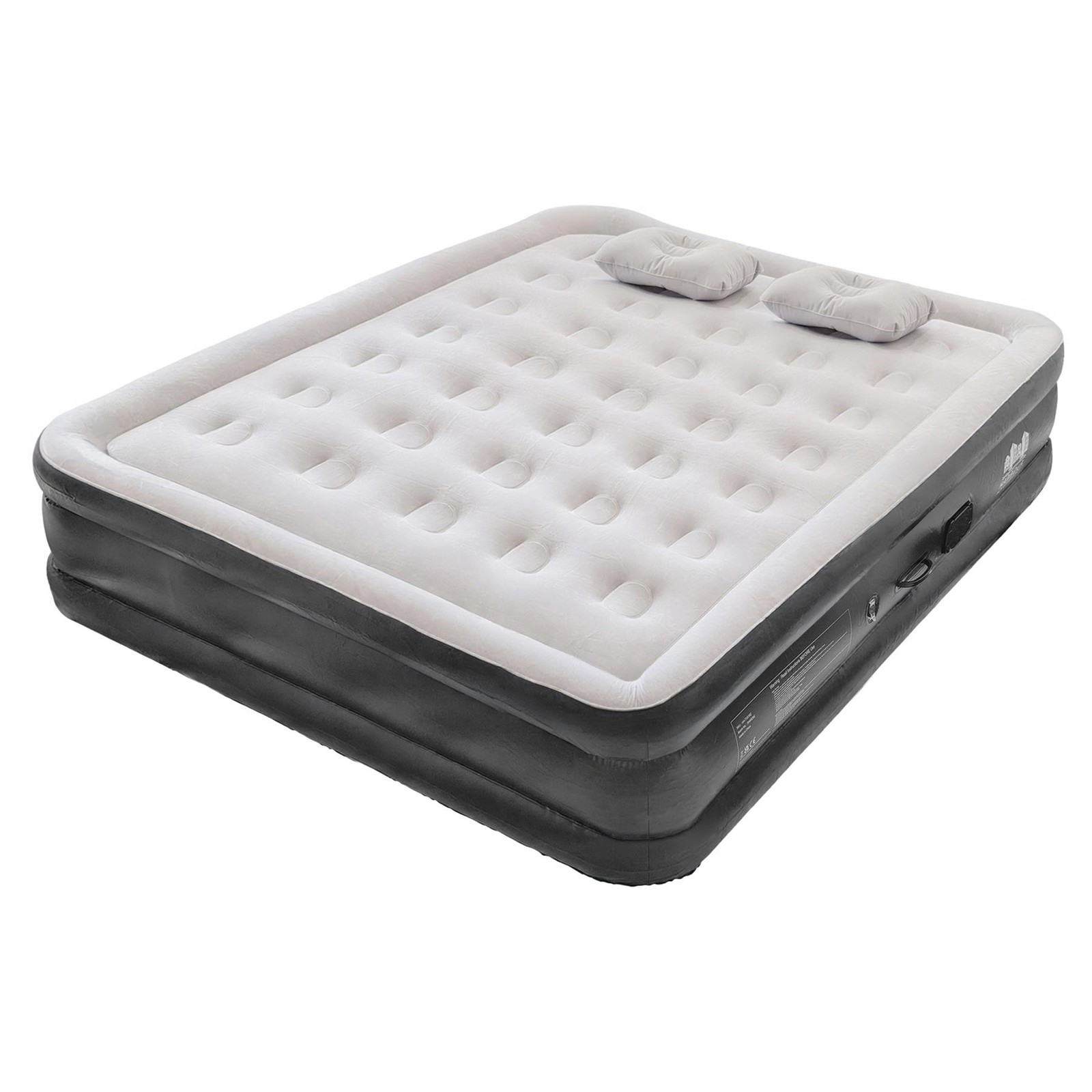 1x King Flocked Inflatable Airbed with Removable Electric Pump Black/Grey