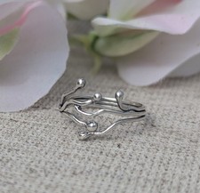 Handmade Solid Sterling Silver Ring Size R Raindrops design