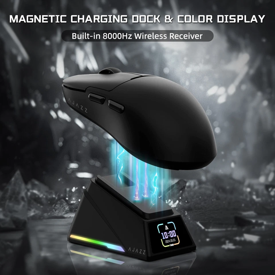 AJAZZ AJ159 APEX Wireless Gaming Mouse &Magnetic Charging Base Tri-Mode 42K DPI - Image 4 of 4