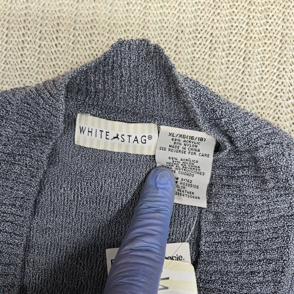 Suéter Ciervo Blanco Mujer XL Azul Frente Abierto Calce Clásico 2 por 1 Cárdigan Nuevo Foto 4 de 4