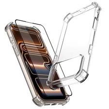 For iphone 17 Pro Max / Air Clear Case Shockproof TPU Cover + Screen Protector