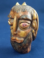 Vintage Soviet Devil Shift Knob Car Hand Carved Wooden Gear Shifter Folk Art 70s