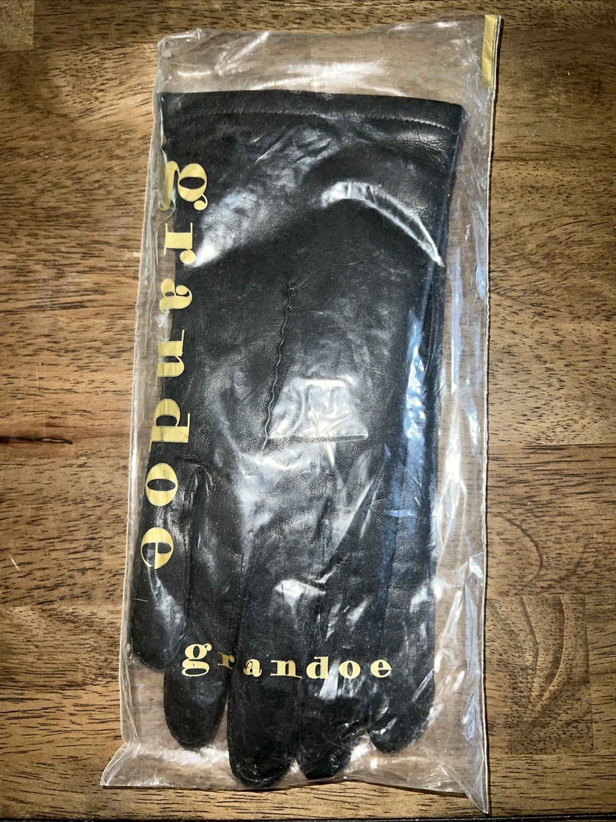 GRANDOE LADIES BLACK LEATHER DRESS GLOVES - SIZE 8 Rabbit Fur Lined