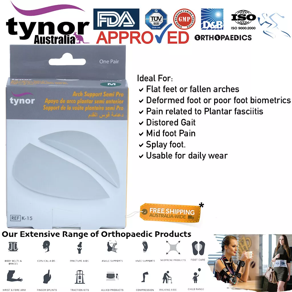 Tynor Arch Support Insoles Foot Pain Relief Plantar Fasciitis Flat Feet Unisex
