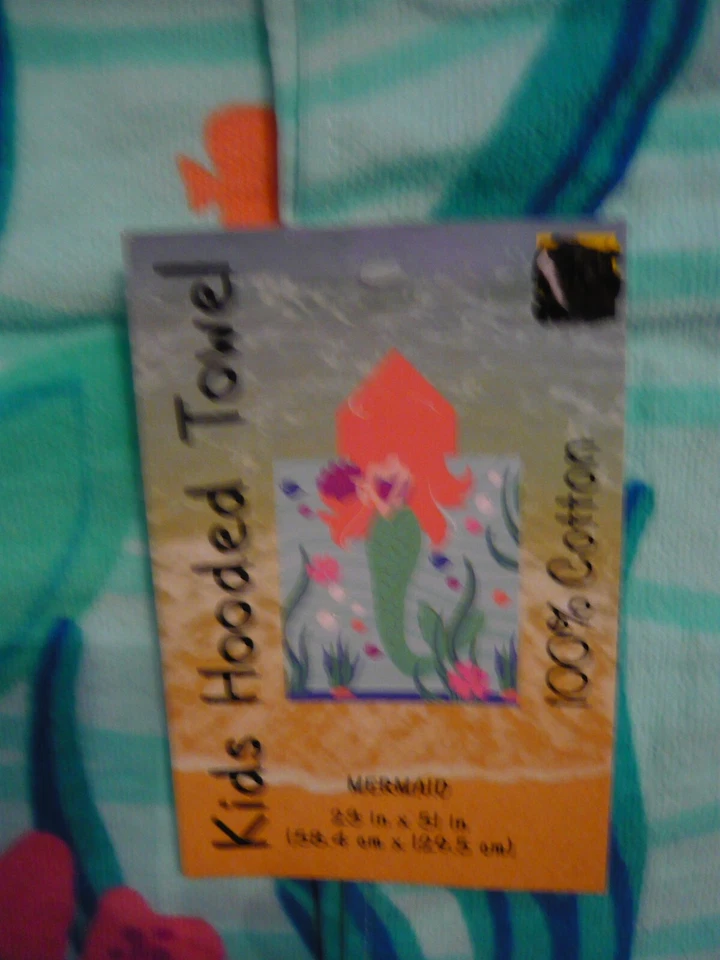 Toalla de baño sirena con capucha para niños 100 % algodón 23" X 51" Foto 4 de 4