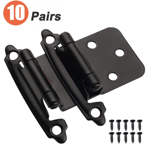 Kitchen Cabinet Hinges Black Overlay Self Closing Face Mount for Cupboard Door - Picture 13 of 17