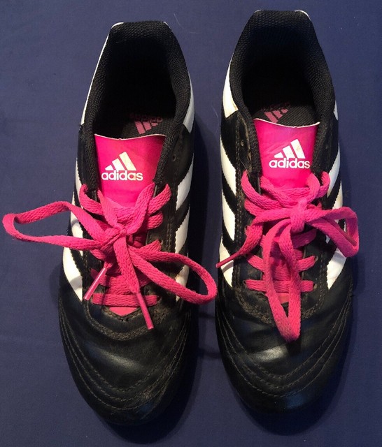 Pre Owned Unisex Black/White W/ Pink Laces Adidas Soccer Cleats. Kids Size 3 1/2 eBay