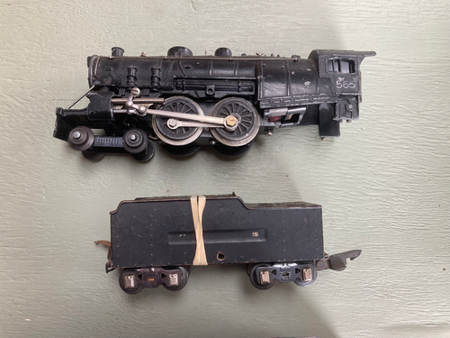 Prewar O gauge American Flyer 565 4-4-2 engine and tender, runs, for restoration