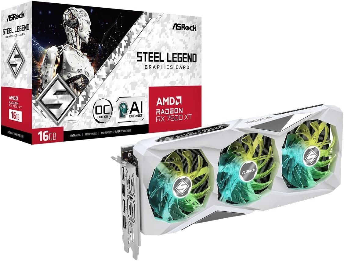 ASRock Radeon RX 7600 XT Steel Legend 16GB OC RX7600XT SL 16GO
