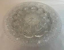 Clear Glass Deviled Egg Platter Plate NO MARKIINGS 12" Diameter