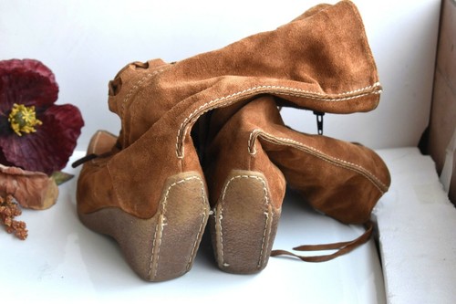 Vtg PIA PAO Size 39 Womens Suede Copper Brown Color Boots Shoes Italy Italian - Picture 10 of 10