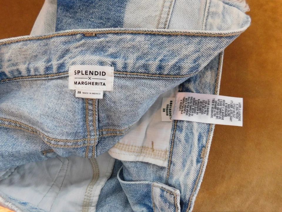 Pantalones cortos de mezclilla para mujer Splendid x Margherita talla 26 azul 100 % algodón tiro alto Foto 4 de 4