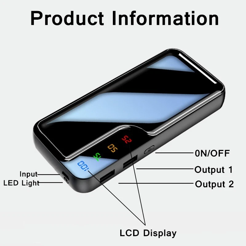 Banco de alimentación 9000000mAh 2 USB de respaldo externo cargador de batería paquete para teléfono celular Foto 3 de 4