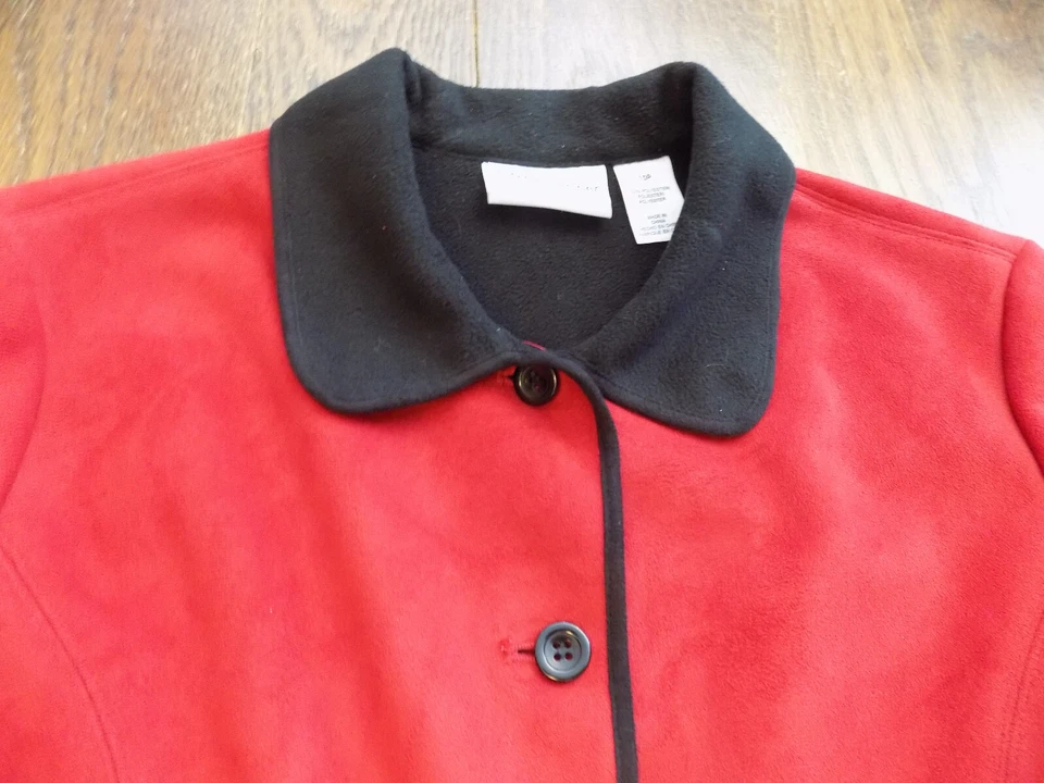 Blazer ALFRED DUNNER Forrado de Vellón Talla 10P Rojo con Borde Negro Cuello Peter Pan Usado en Excelente Condición Foto 2 de 4