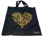 Used Once Stunning BLACK & Gold TOTE BAG Music Themed HEART Personalised MURIEL
