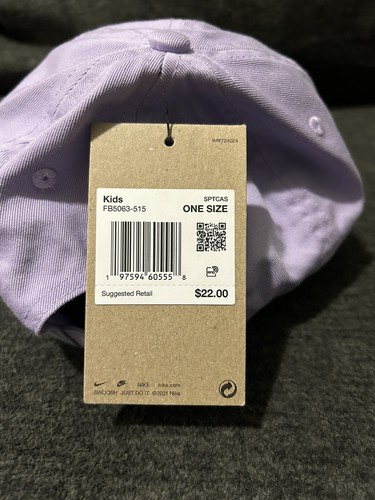 Nike Kids Hat in Violet 100% COTTON One Size Fits All! Adjustable Strap - Picture 4 of 6
