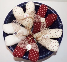 Fabric Hearts Ornaments, Handmade Bowl Fillers, Primitive Hearts, Country Ornnie