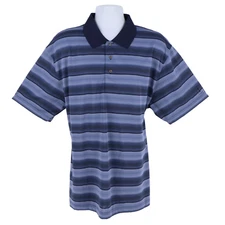 Champions Tour Polo Golf Shirt Mens Sz XXL Blue Striped 100% Polyester Athletic