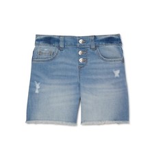 Wonder Nation Mom Shorts Girls Blue Distressed Denim Button-Fly, Size S 6-6X