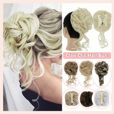 Real As Human Messy Bun Chignon Claw Clip in Hair Extensions Thick Scrunchie 65g