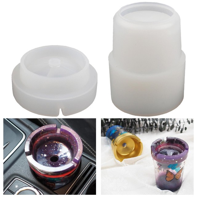 Double Layer Car Ashtray Mold for Epoxy Resin Craft Tool with Lid Storage Double Layer Car Ashtray Mold for Epoxy Resin Craft Tool with Lid Storage