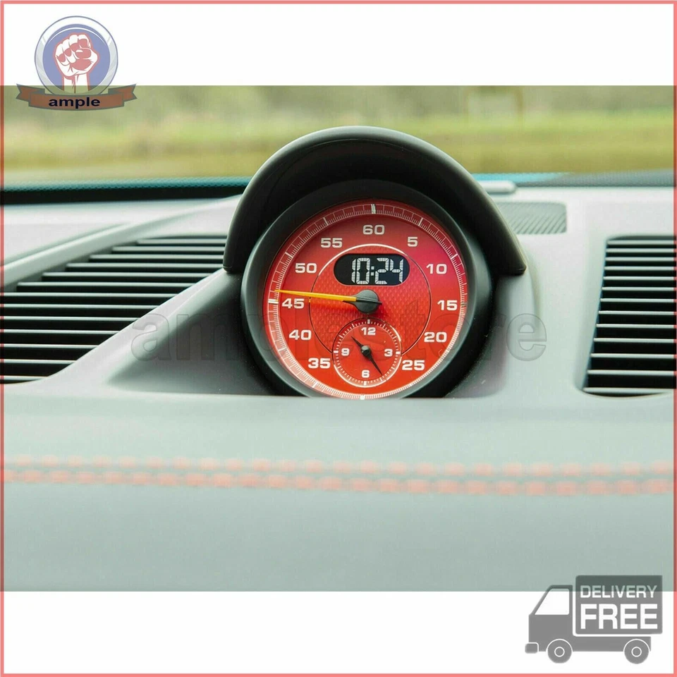 Relógio medidor mostrador vermelho cronógrafo para Porsche Cayman 911 Macan Cayenne Boxster Panamer - Imagem 3 de 3