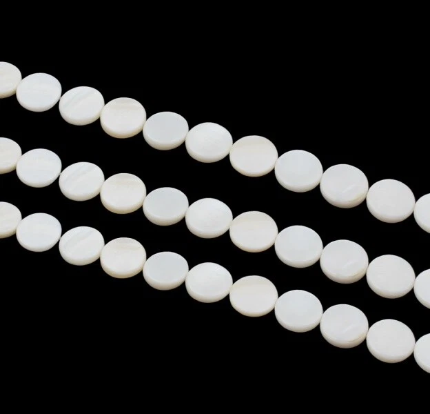 Natur Muschel Perlen 12mm Weiß Perlmutt Schmuckdesign für Halskette Ohrring U89 - Bild 3 von 3