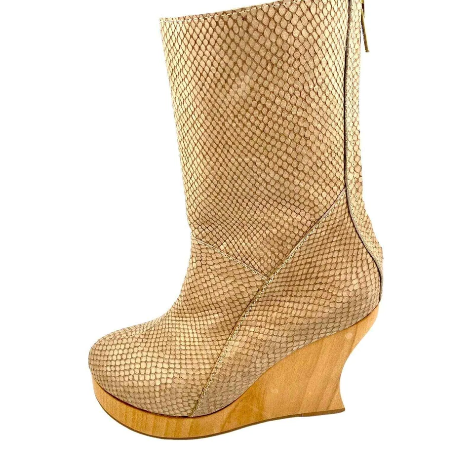 Alejandro Ingelmo Piton Piel de Serpiente Cuero Madera Plataforma Botas Artísticas Talla 8 Foto 3 de 4