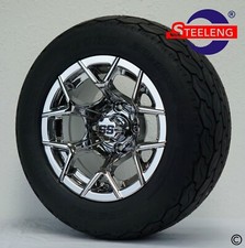 Golf Cart 12 Chrome Rally Wheelsrims And 20x10-12 Gecko Turfstreet Tires