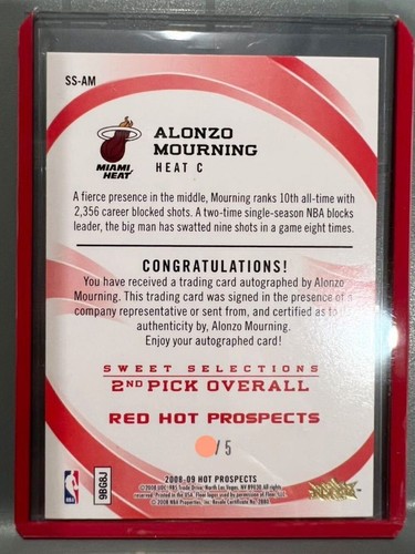2008 Fleer 2nd Pick Alonzo Mourning Miami Heat Auto /5 #SS-AM From Japan - Picture 8 of 24