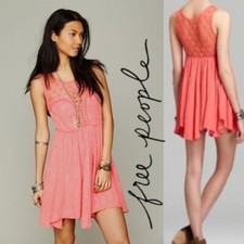 Free People coral fiesta crocheted dress XS