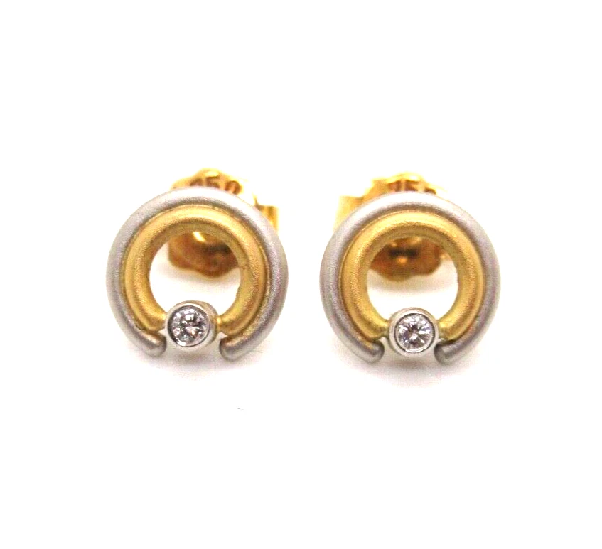 TOP DESIGNER Bicolor Brillant Ohrringe 750er Gold 18 Karat Platin Luxury elegant - Bild 1 von 4