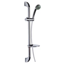 Bathroom Hand Shower Brass Slide Bar Adjustable Height with Soap Dish Chrome