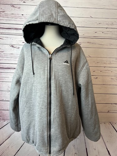 Adidas Reversible Coat Mens size Large Vintage 90s Trefoil Hooded Nylon 3 Stripe - Picture 9 of 12