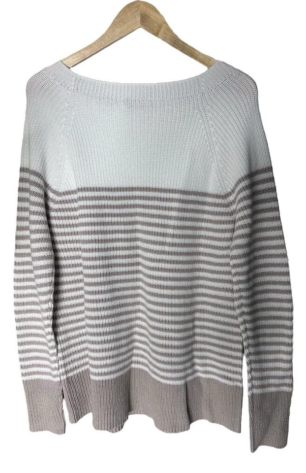 Nuevo con etiquetas Suéter tejido de algodón a rayas arena Vineyard Vines para mujer talla grande ENVÍO RÁPIDO Foto 3 de 4