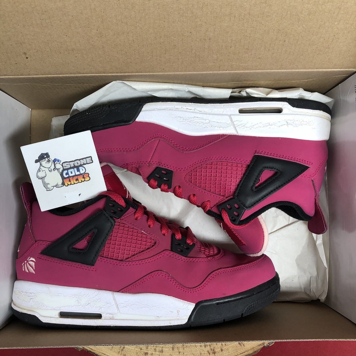 NIKE AIR JORDAN IV 4 RETRO GS VOLTAGE CHERRY PINK WHITE NIKE AIR JORDAN IV 4 RETRO GS VOLTAGE CHERRY PINK WHITE