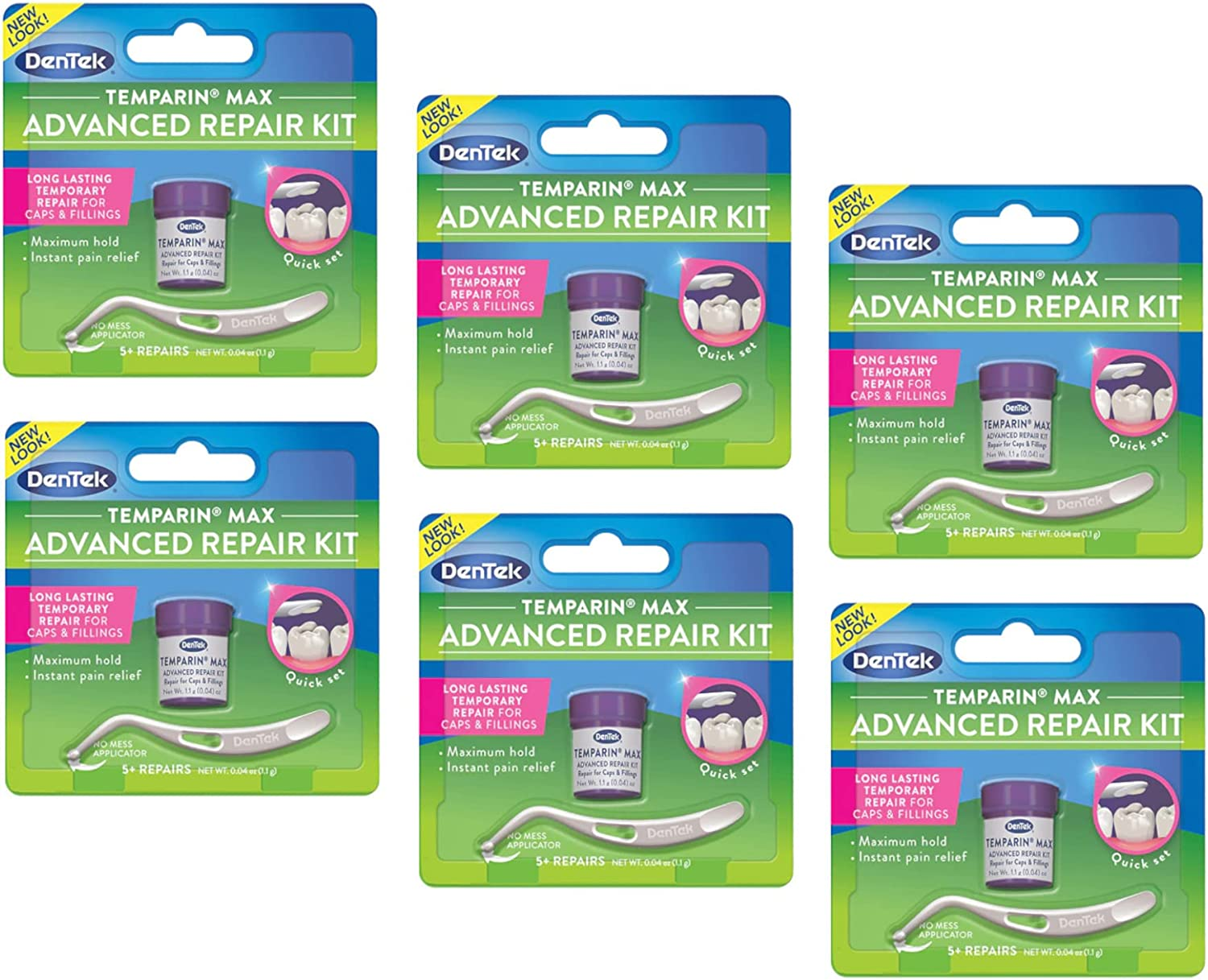 Dentek Temparin Max Lost Filling and Loose Cap Tooth Repair Kit .6Pack