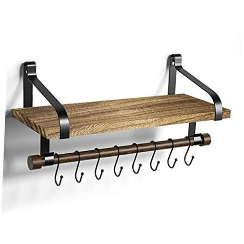 Floating Shelf Wall Shelf for Storage Rustic Wood Kitchen Carbonized black