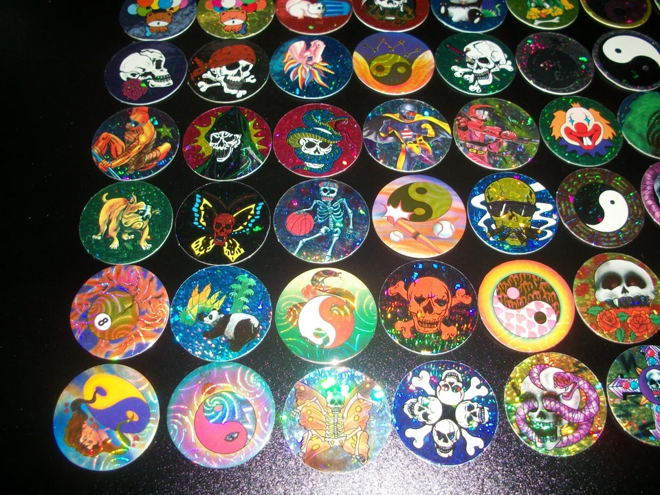 Lote de 100 tapas de leche Foil Prism Pog colección todos los diferentes Pogs Foto 4 de 4
