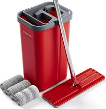 Mop and Bucket with Wringer Set, Flat Mop and Bucket, Squeeze Floor Mop