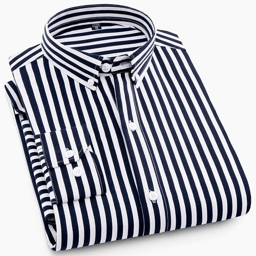 Mens Long Sleeves Dress Shirts Formal Camisas Business Strips Multicolor Shirts - Picture 29 of 30