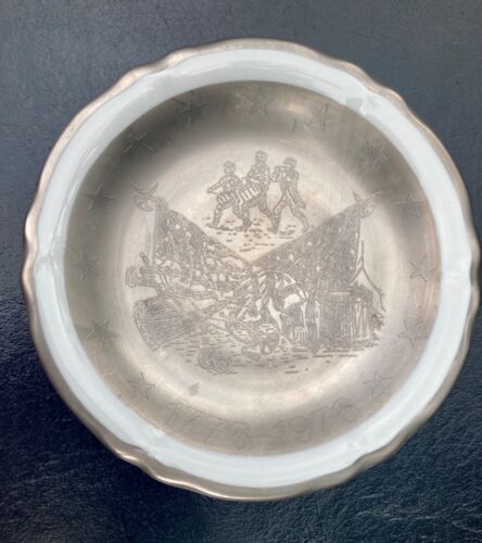 Shenango China Bicentennial Plate 1776-1976 Engraved Silver Revolutionary War - Picture 1 of 7