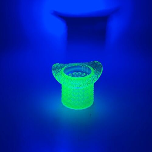 Uranium Glass Top Hat Toothpick Holder Diamond Point Pattern - Picture 2 of 10