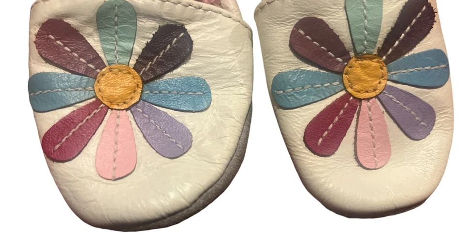 Momo Zapatos Cuna Bebé Cuero Blanco Niña Arco Iris Lirio Infantil 0-6 Meses Foto 4 de 4