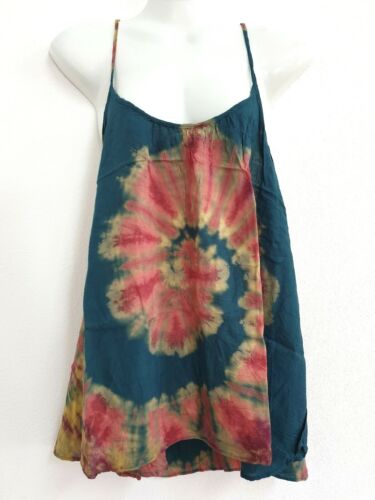 New Ladies Tie Dye Tank Top Cami Blouse Summer Boho Beach Cover Hippie Gypsy TDT - Picture 22 of 37