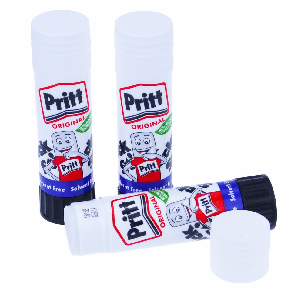 5 x Original Pritt 43g Glue Sticks 90 natural ingredients prit stick
