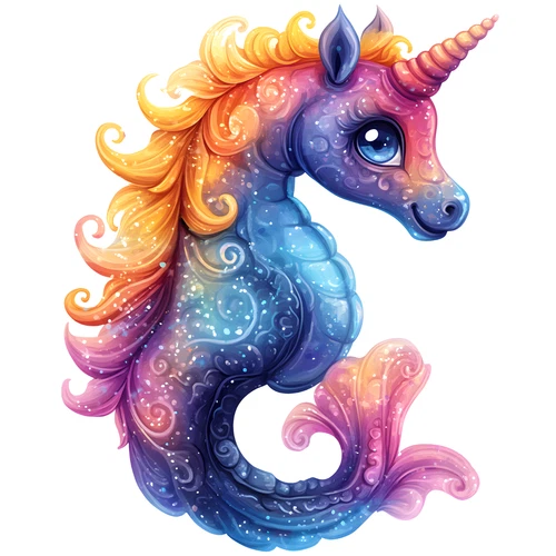 Cute Seahorse Chibi Colourful Animal Self Adhesive Sticker