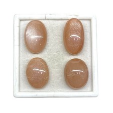 4 Pcs Natural Sri Lankan Moonstones 23-28mm Oval Peach Loose Cabochon Gemstones