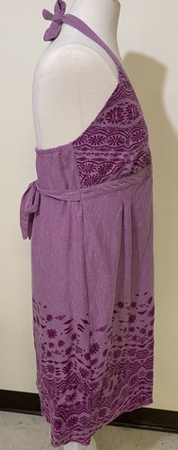 Abito Athleta Halter XL morbido viola floreale babydoll costume da bagno spiaggia cintura copricostume - Foto 3 di 15